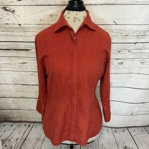 Alâra Brushed Cotton ¾ Sleeve Top Cinnamon Red Large